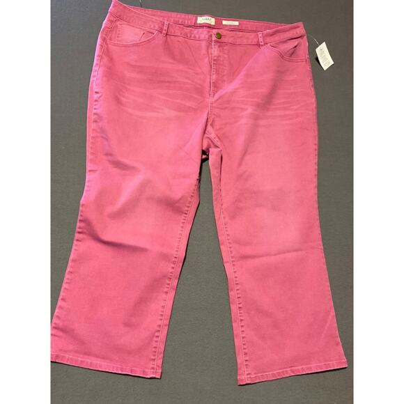 Logo Lori Goldstein Womens Stretchy Comfy Pink Jeans Plus Size 26W NWT Cropped - Picture 1 of 9